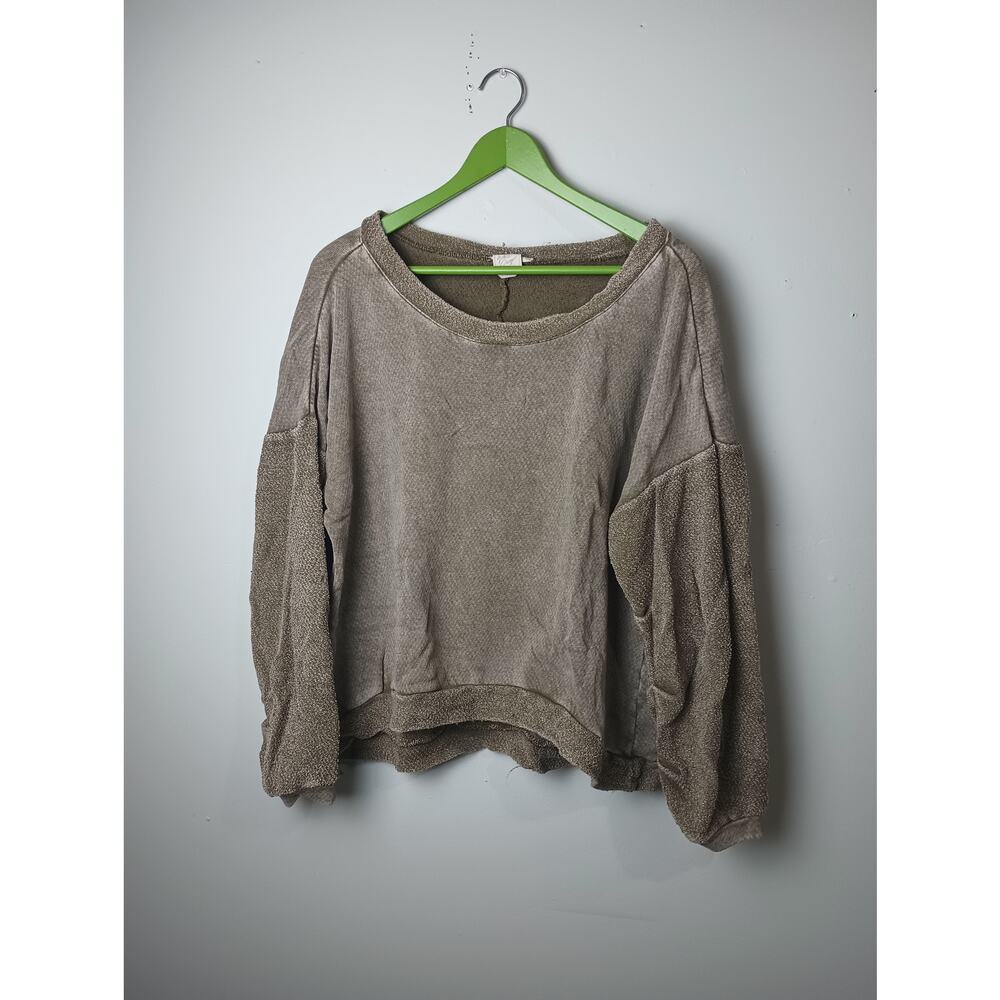 Women's Washed Sweatshirt White Crow‎ Buckle Distressed Medium slouchy Lounge